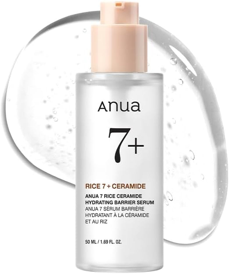 SUERO DE BARRERA HIDRATANTE CERAMIDA DE ARROZ 7, Suero Iluminador E Hidratante Para El Rostro, Arroz, Ácido Hialurónico, Niacinamida, No Comodógeno, Piel De Vidrio, 50 Ml/1,69 Fl.Oz.
