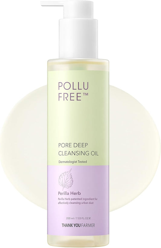 THANKYOU FARMER Pollufree Blackhead Pore Deep Cleansing Oil 200 Ml - Blackhead Cleanser, Korean Herb Extracts, Lightweight Corean Oil Cleanser for Face, All Skintypes