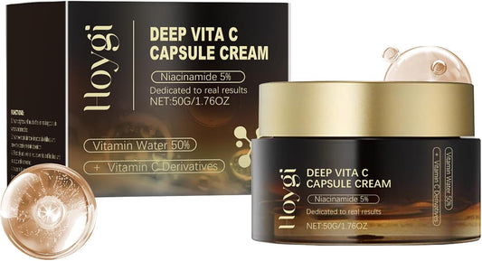 50G Deep Vita C Crema En Cápsulas Deep Vita C Crema En Cápsulas Con Vitamina C Profunda Humectante Facial Con Cápsula Dorada De Vitamina C Cuidado Humectante E Hidratante Para La Piel.