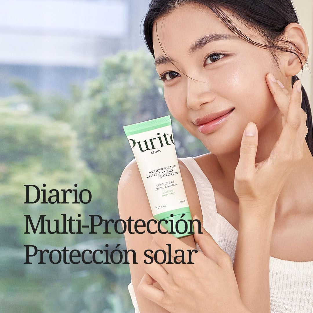SEOUL Wonder Releaf Centella Loción Solar Diaria, SPF50+ PA++++, Centella Coreana, Sin Erosión Blanca, Calmante, Loción Solar Facial, K-Beauty