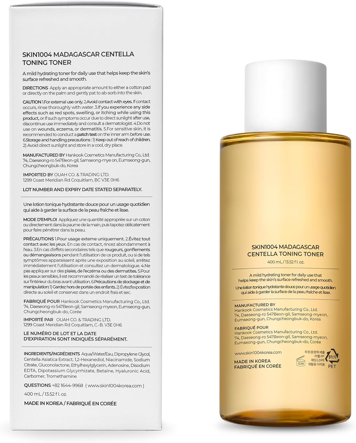 Centella Asiatica Toning Toner 13.52 Oz (400 Ml) | Centella Extract 84% | Solución Diaria De Cuidado De La Piel Para Acné Sensible a La Piel