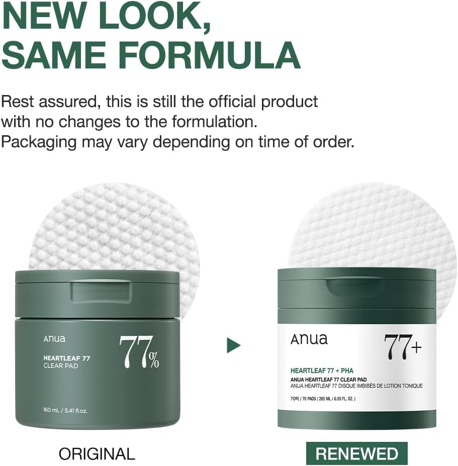 Heartleaf 77 Almohadilla De Tóner 70 Hojas, Almohadilla De Cuidado PHA Para Piel Muerta Exfoliante Diario De Tóner De Ph Bajo