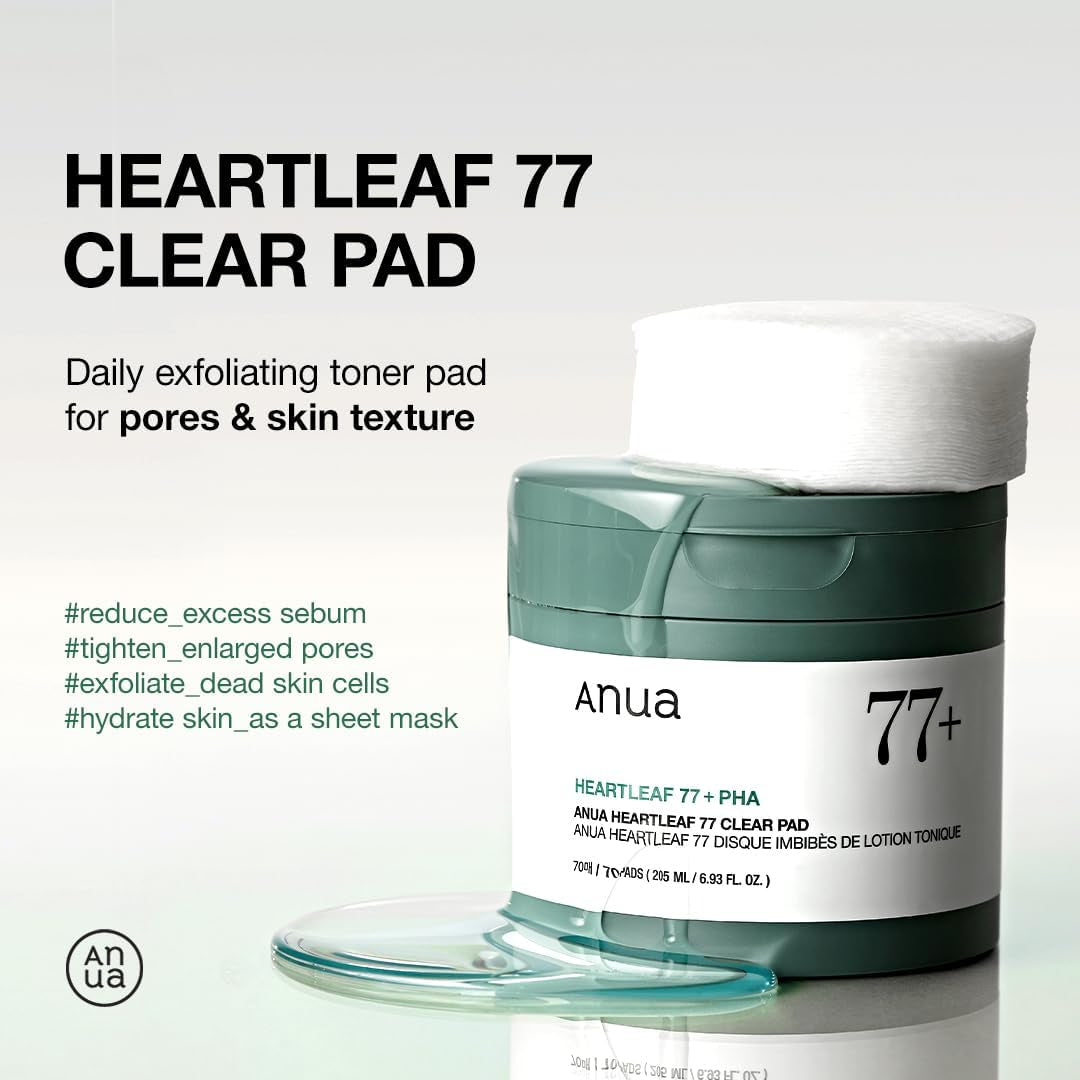 Heartleaf 77 Almohadilla De Tóner 70 Hojas, Almohadilla De Cuidado PHA Para Piel Muerta Exfoliante Diario De Tóner De Ph Bajo