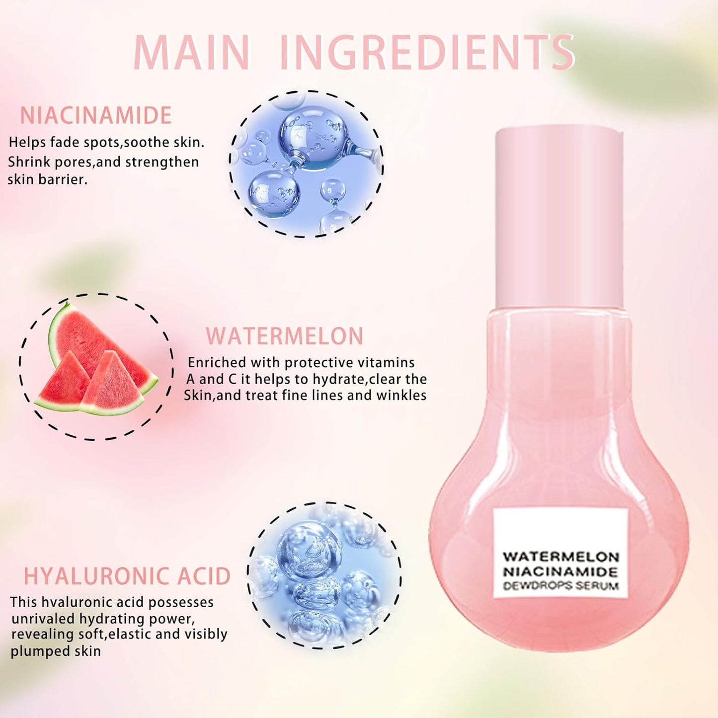 Watermelon Hydrating Serum,Watermelon Glow Niacinamide Moisturize Serum,Watermelon Face Moisturizer,Watermelon Niacinamide Serum,Niacinamide Dew Drops Serum,Glow Recipe,Natural Glow Skin Serum