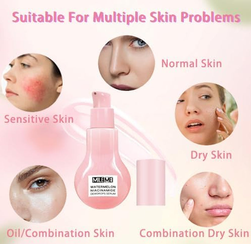 Watermelon Hydrating Serum,Watermelon Glow Niacinamide Moisturize Serum,Watermelon Face Moisturizer,Watermelon Niacinamide Serum,Niacinamide Dew Drops Serum,Glow Recipe,Natural Glow Skin Serum