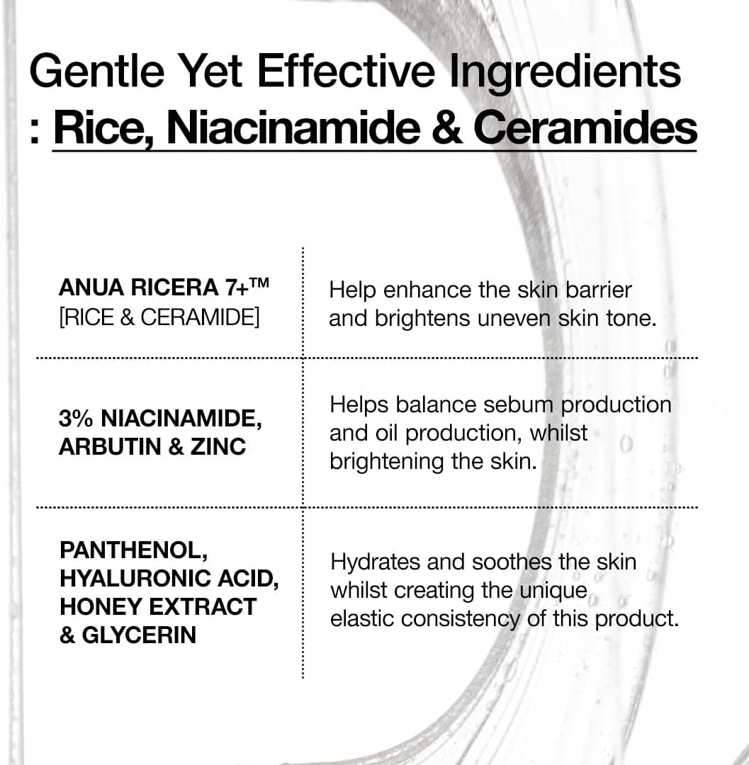 SUERO DE BARRERA HIDRATANTE CERAMIDA DE ARROZ 7, Suero Iluminador E Hidratante Para El Rostro, Arroz, Ácido Hialurónico, Niacinamida, No Comodógeno, Piel De Vidrio, 50 Ml/1,69 Fl.Oz.