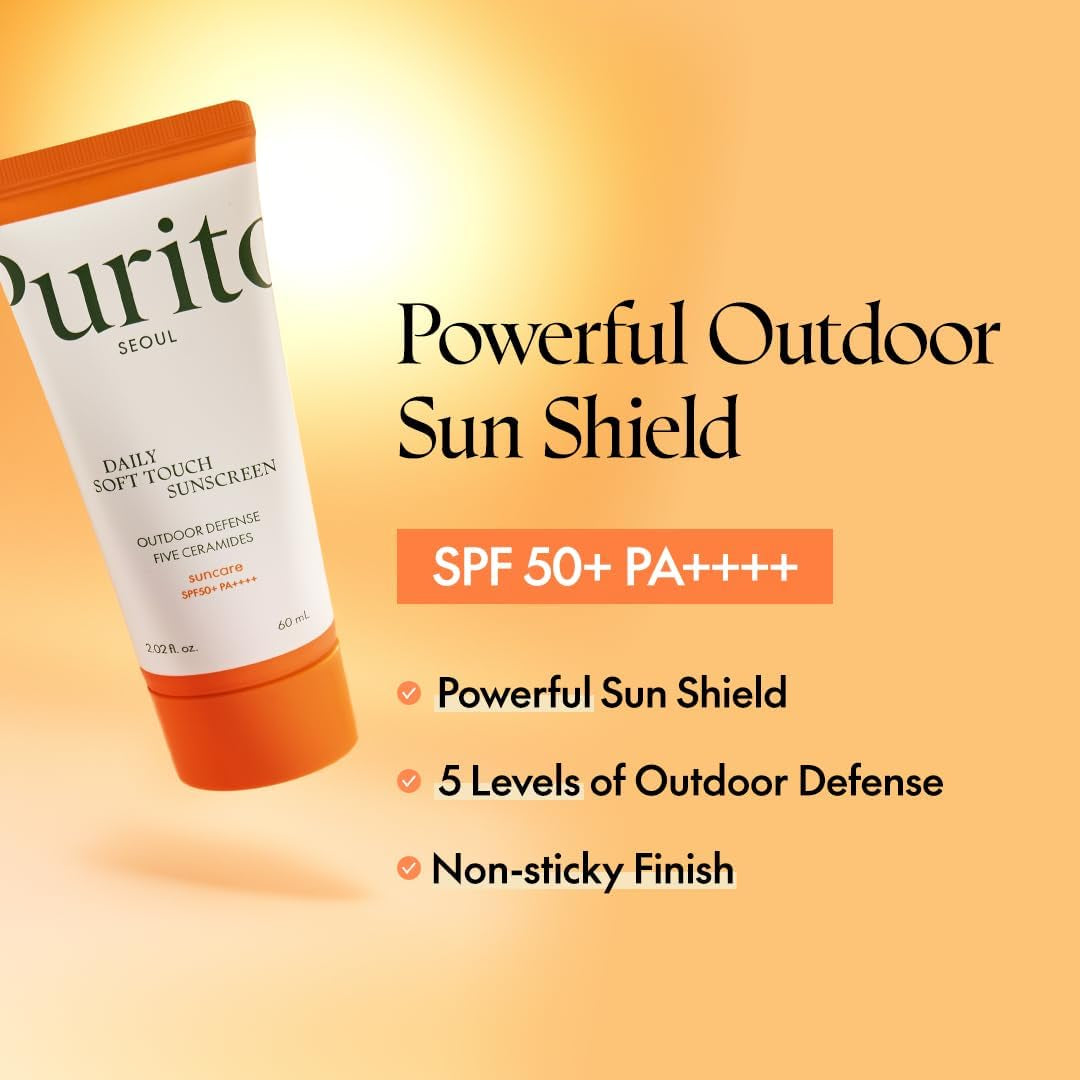 Protector Solar Diario De Tacto Suave 60 Ml / 2,02 Fl. Onz. SPF 50+ PA ++++ Ingredientes Seguros, Amplio Espectro, Calmante, Calmante, Vegano, Libre De Crueldad Animal
