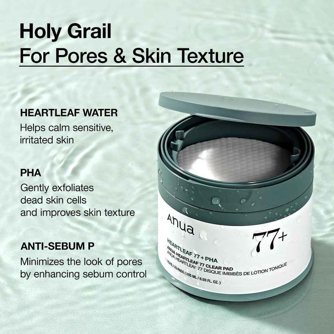 Heartleaf 77 Almohadilla De Tóner 70 Hojas, Almohadilla De Cuidado PHA Para Piel Muerta Exfoliante Diario De Tóner De Ph Bajo